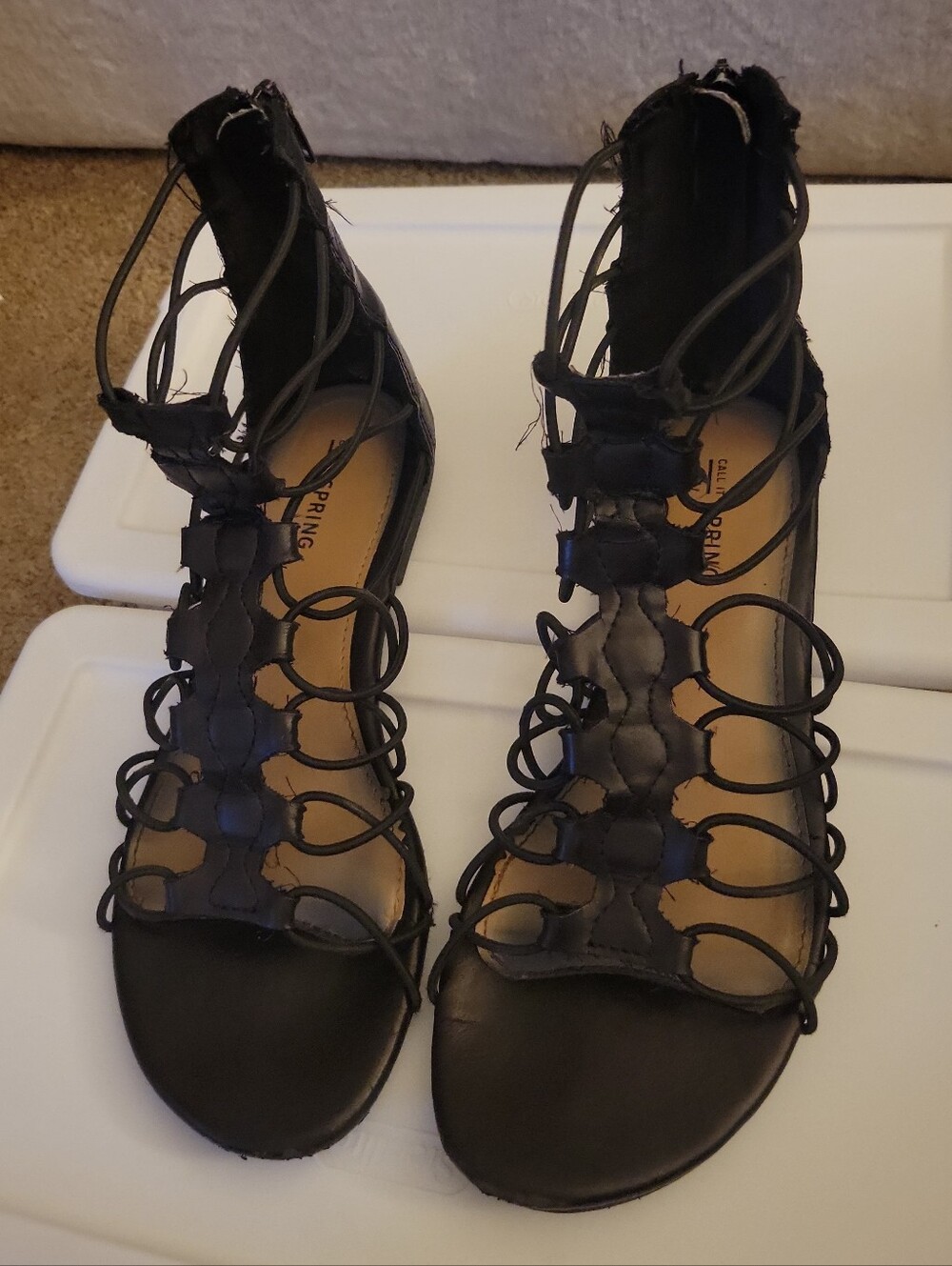 Call It Spring Black Lace-Up Gladiator Sandals Size 8